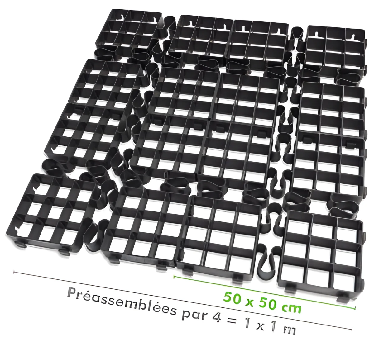 GeoDal 50 la dalle gazon pour parkings en plastique préassemblée par 4