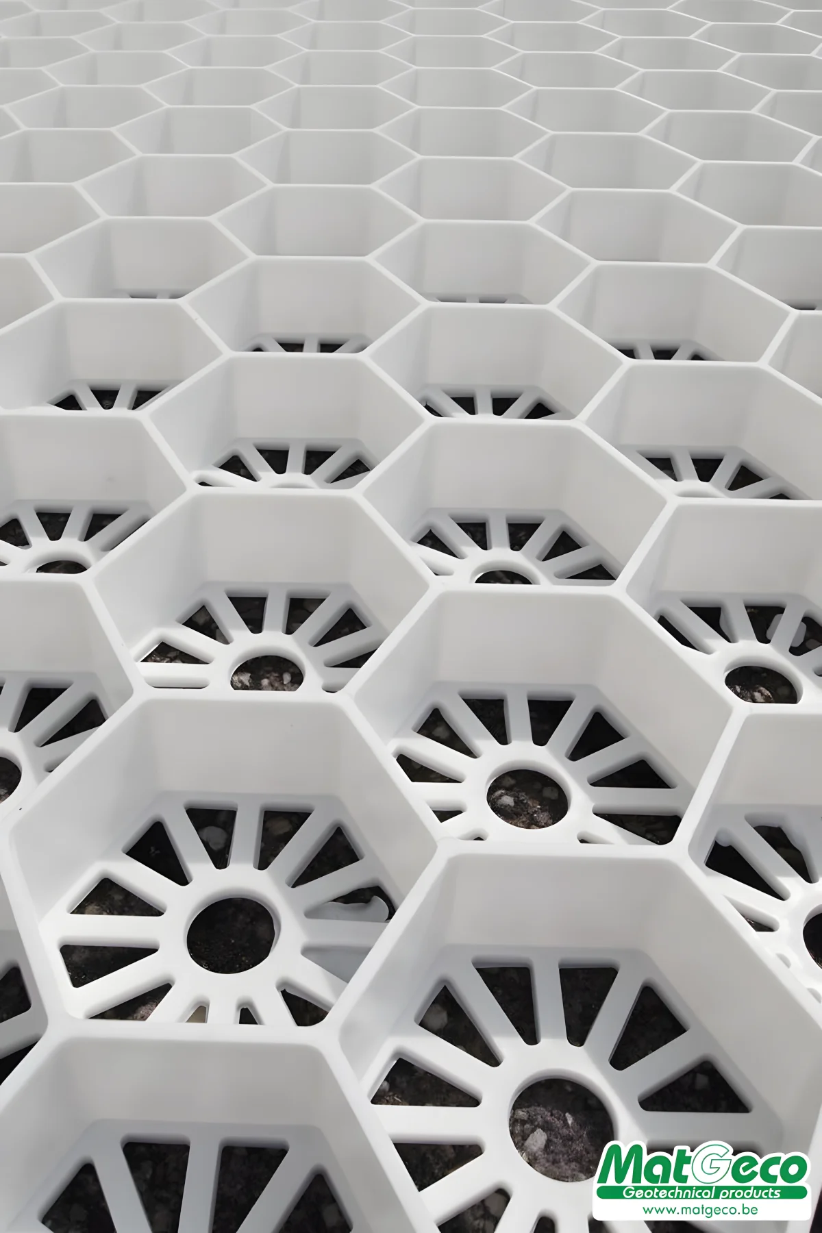 Dalle gravier plastique blanche en nids d'abeilles GridaGravel